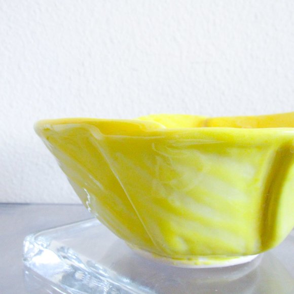 Sunny Yellow Handmade Ceramic Bowl Decorative Bowl Stylish Decor Retro Vintage - Picture 5 of 10
